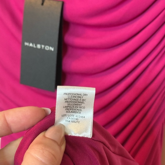 Halston NWT Malia One-Shoulder Matte Jersey Evening Gown Dress in Berry- Size 0 - Picture 9 of 12